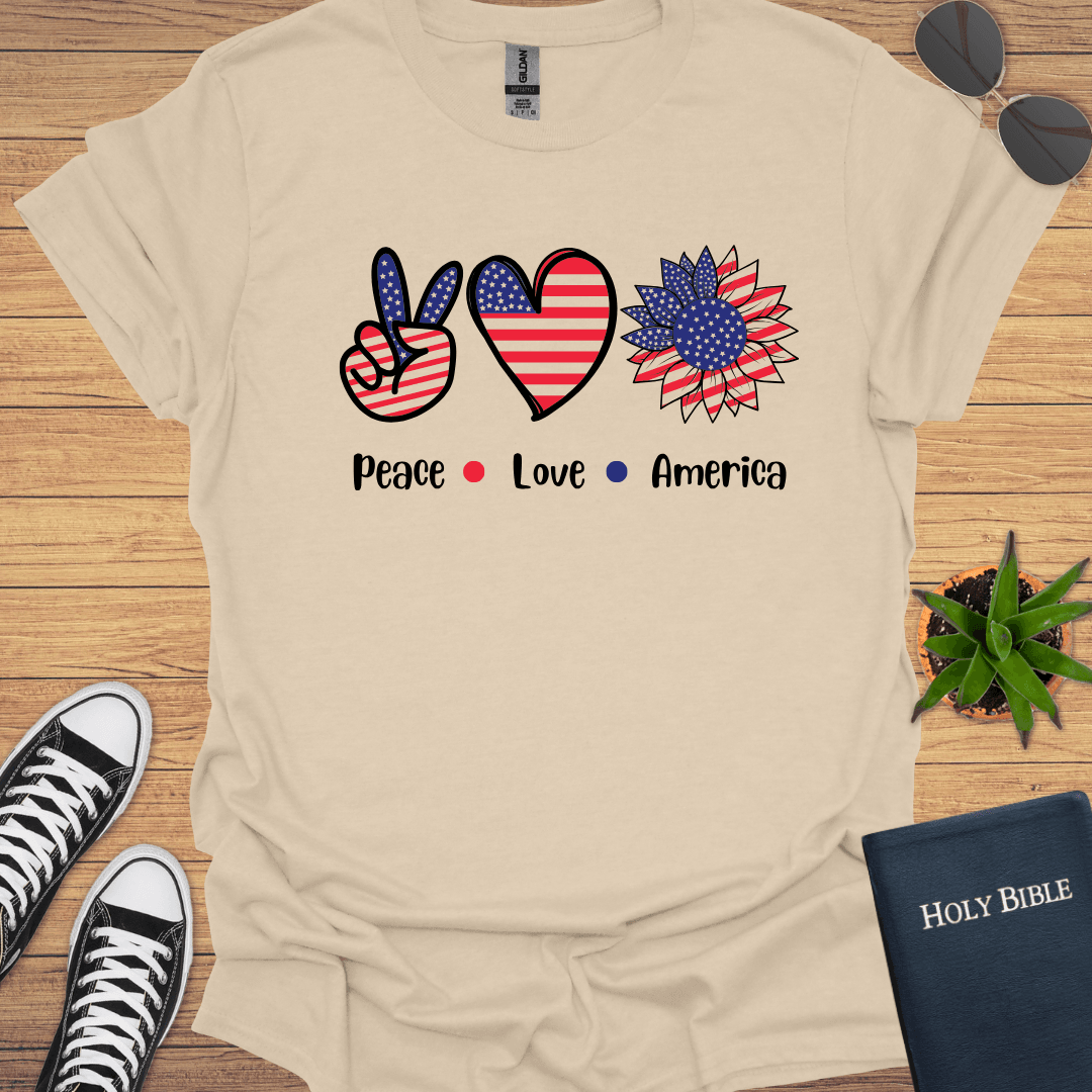 Peace Love America T-Shirt - Christian Clothes