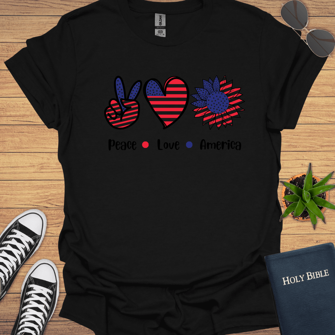 Peace Love America T-Shirt - Christian Clothes
