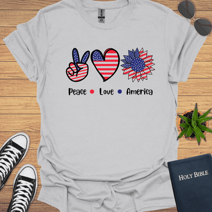 Peace Love America T-Shirt - Christian Clothes
