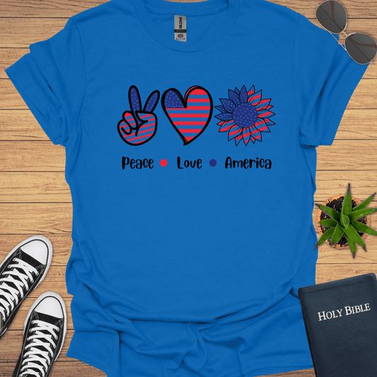 Peace Love America T-Shirt - Christian Clothes