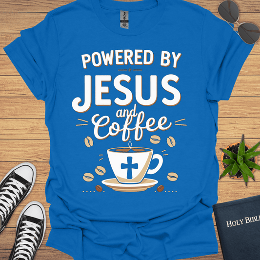 Powered by Jesus and Coffee T-Shirt - Christian Clothes