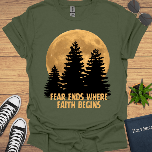Fear Ends Where Faith Begins T-Shirt - Christian Clothes