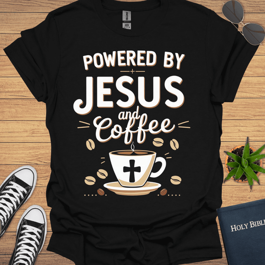 Powered by Jesus and Coffee T-Shirt - Christian Clothes