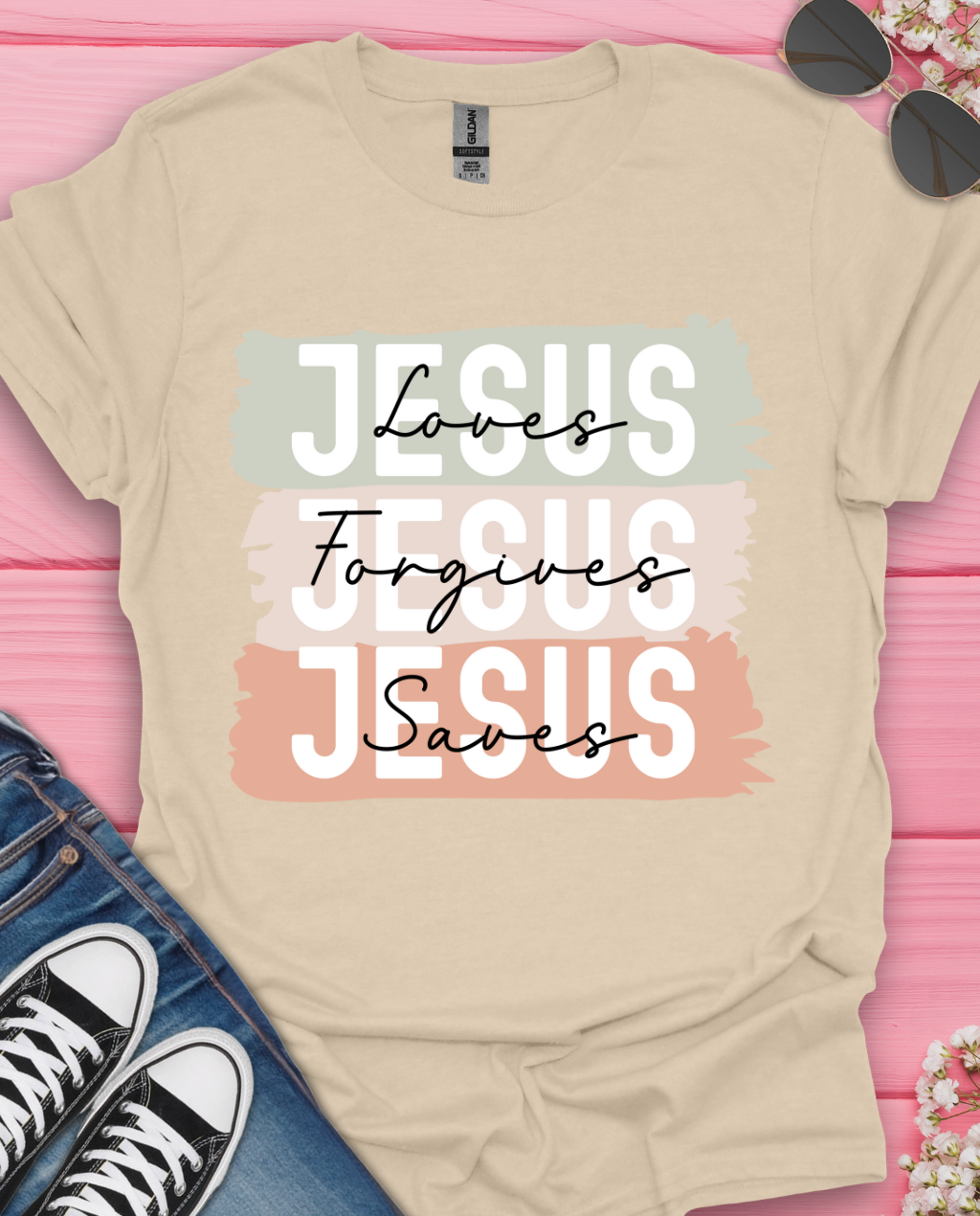 Jesus Loves Forgives Saves T-Shirt